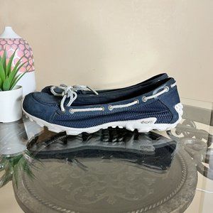 Merrell Marina Ink Loafers Blue Leather Womens Size 7.5 Slip On Vibram Shoes GUC